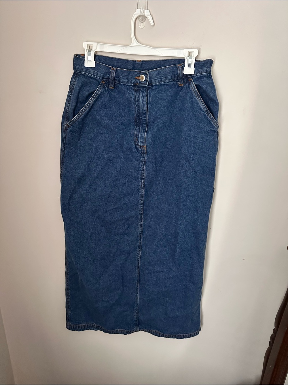 Detail Cargo Denim Midi Skirt